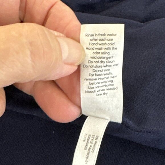 Athleta 32 B/C Tankini Swim Top Blue High Neck Modest Underwire EUC - Picture 9 of 11